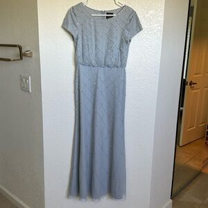 Adrianna papell light blue Breaded Gown dress 2